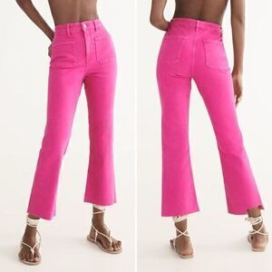 Zara Sailor Cropped Flare Jeans in Fuscia Size 4